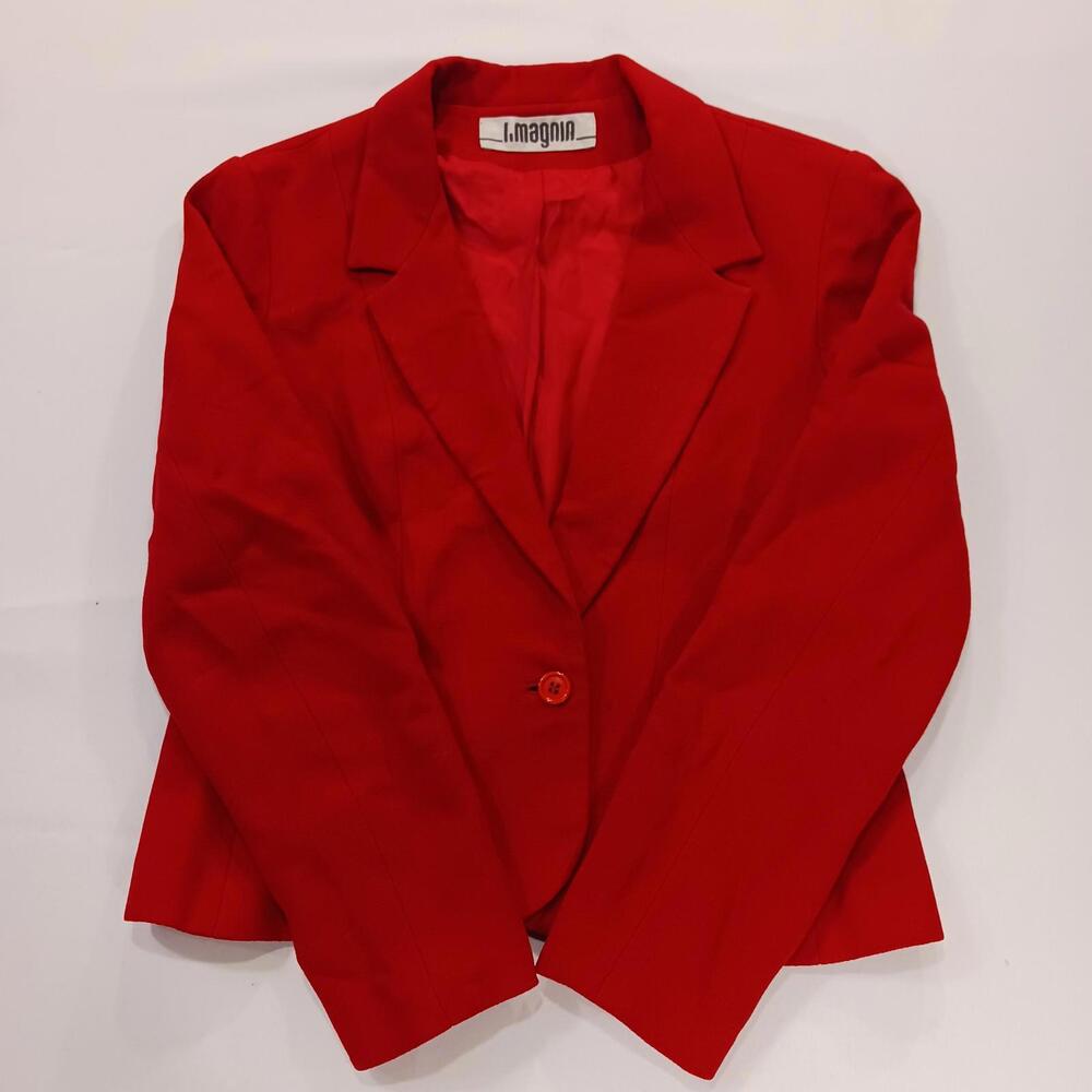 Vintage I. Magnin David Hayes Women's Red 100% Pure Wool Blazer Jacket Size 14